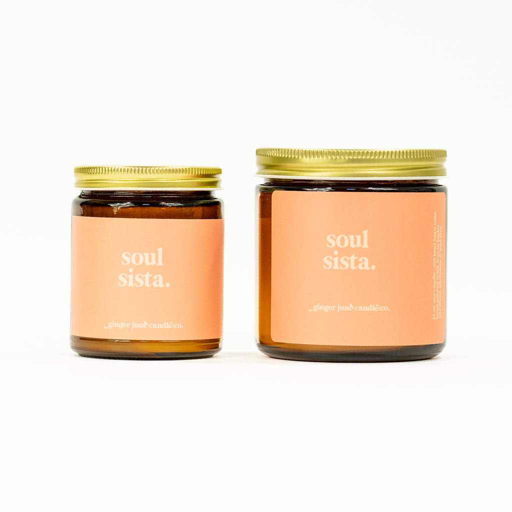 soul sista • soy candle • 2 sizes, 2 colors to choose from